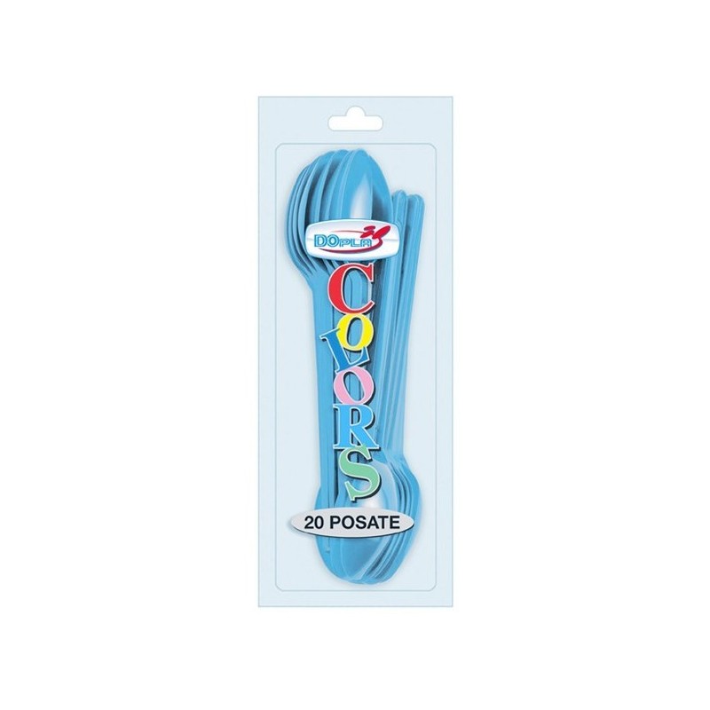 CUCCHIAIO PLASTICA DOPLA Pz 20 AZZURRO