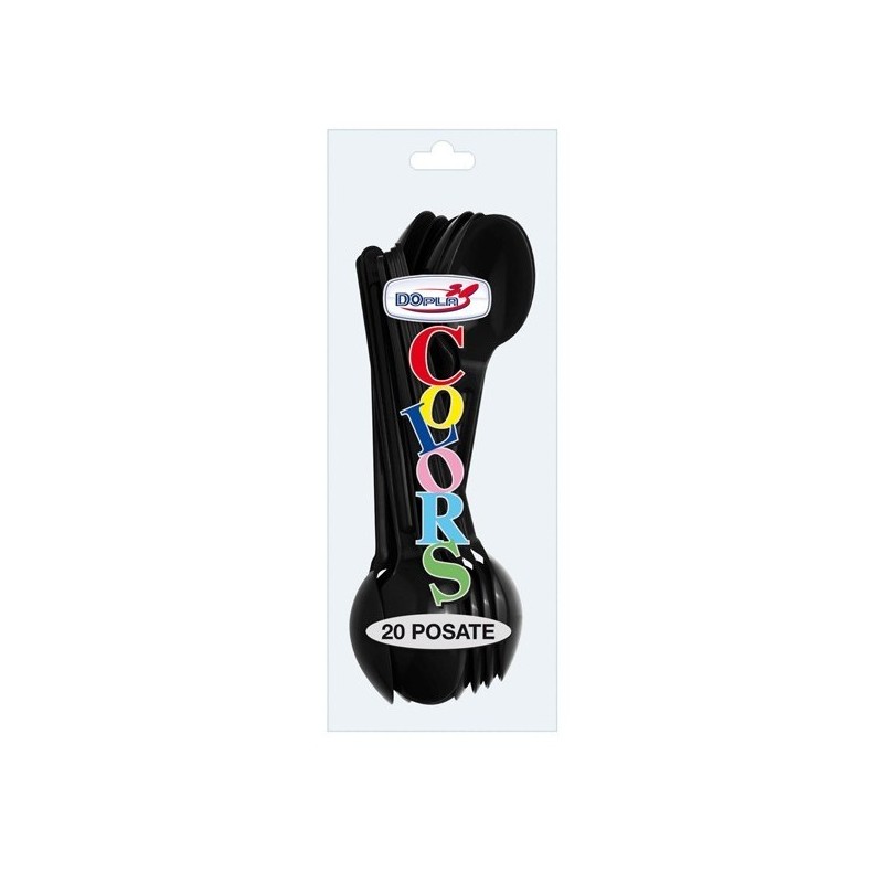 CUCCHIAIO PLASTICA DOPLA Pz 20 NERO