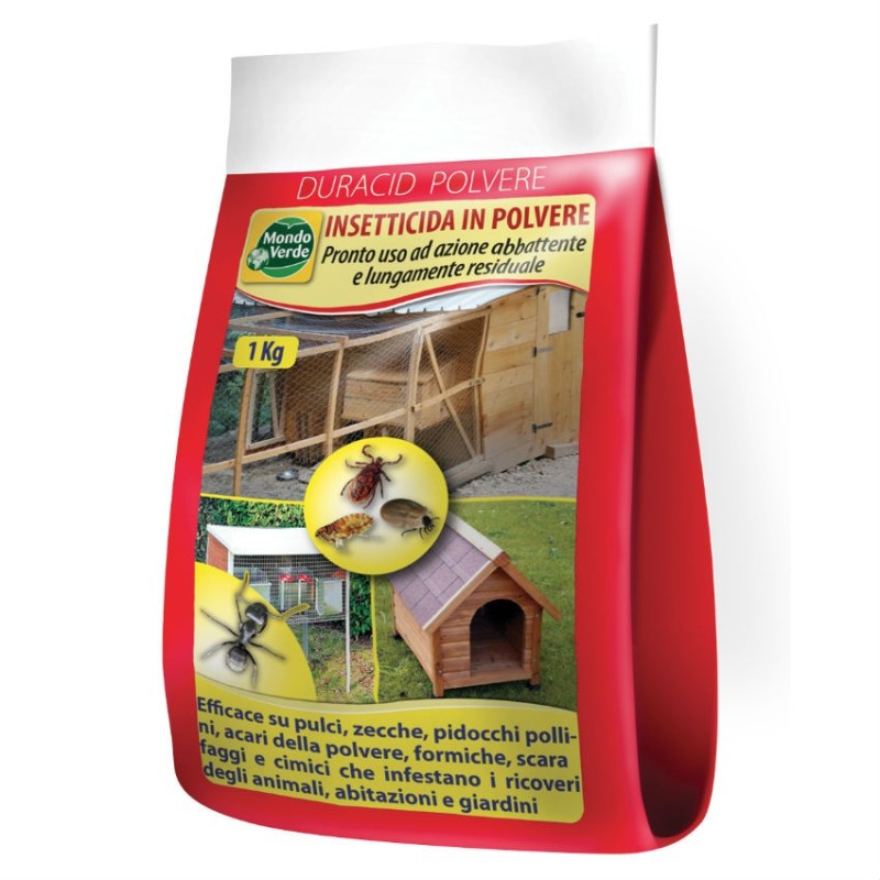 INSETTICIDA IN POLVERE DURACID PER PULCI ZECCHE PIDOCCHI 1 KG