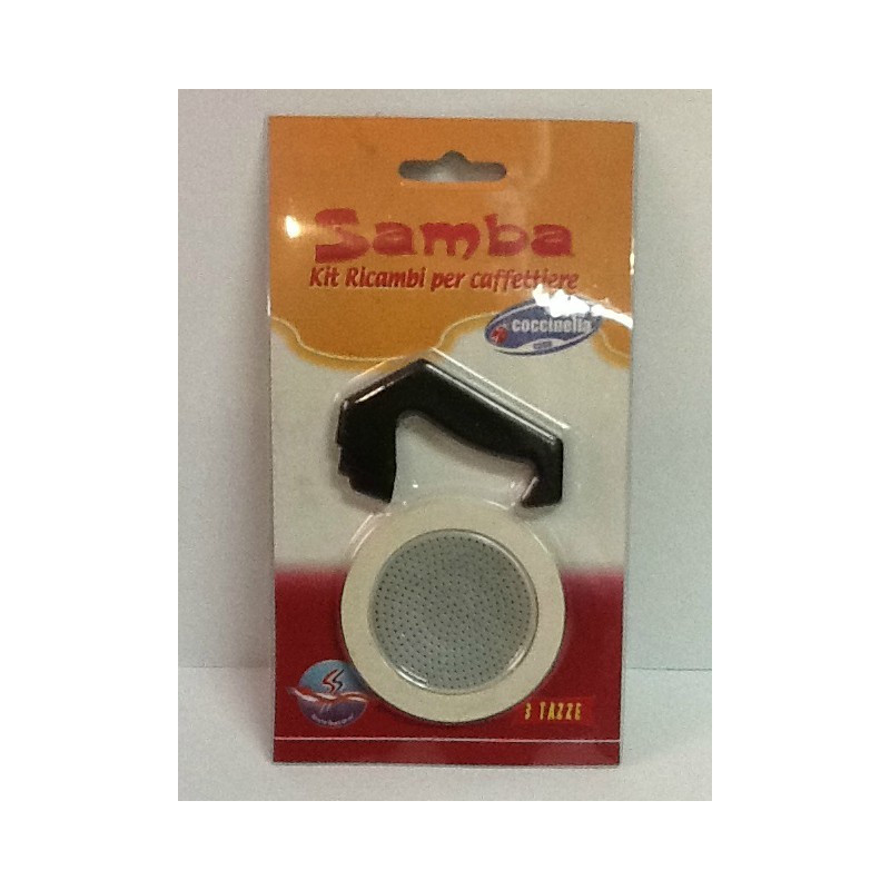 KIT RICAMBI FILTRO/GUARNIZIONE/MANICO SAMBA PER CAFFETTIERA 1 Tz