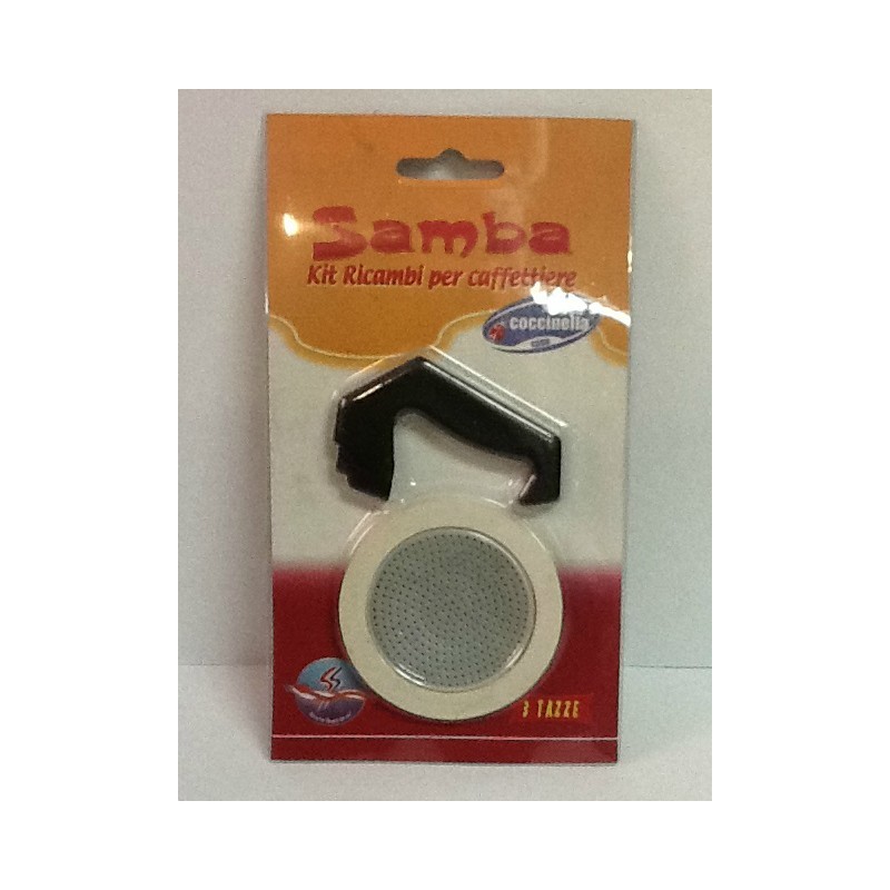 KIT RICAMBI FILTRO/GUARNIZIONE/MANICO SAMBA PER CAFFETTIERA 3 Tz