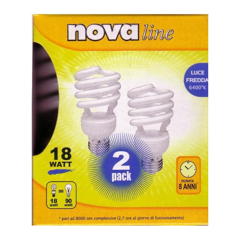 LAMPADA E27 FLUORES. 18 W 2700 K 2 Pz