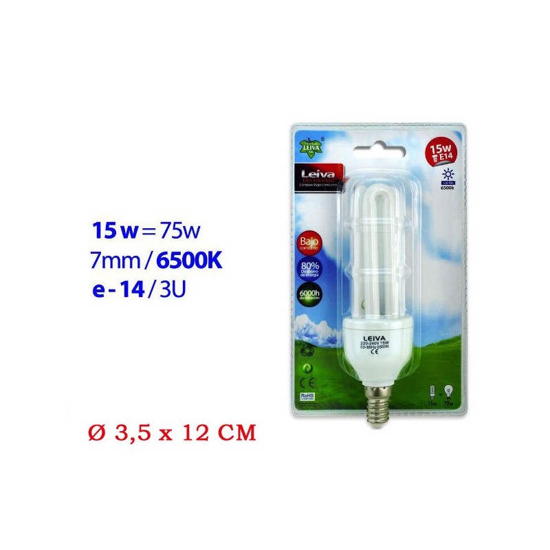 LAMPADA RISPARMIO E14 3 TUBI 15W