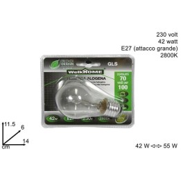 LAMPADINA ALOGENA SFERA E27 W 42