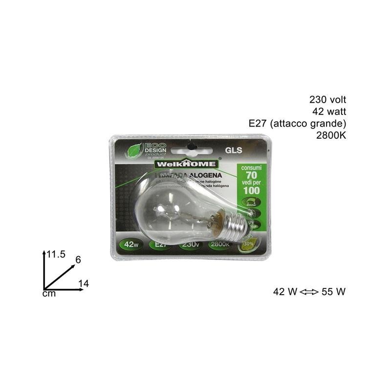 LAMPADINA ALOGENA SFERA E27 W 42