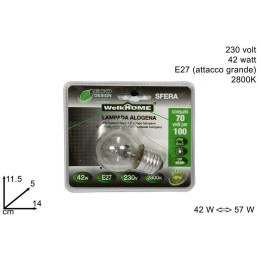LAMPADINA ALOGENA SFERA MIGNON E27 W 42