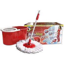 LAVAPAVIMENTI ROTANTE IN MICROFIBRA ROTOMOP INOX COMPLETO