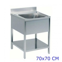 LAVELLO INOX CON RIPIANO 1 VASCA CM 70x70x85h