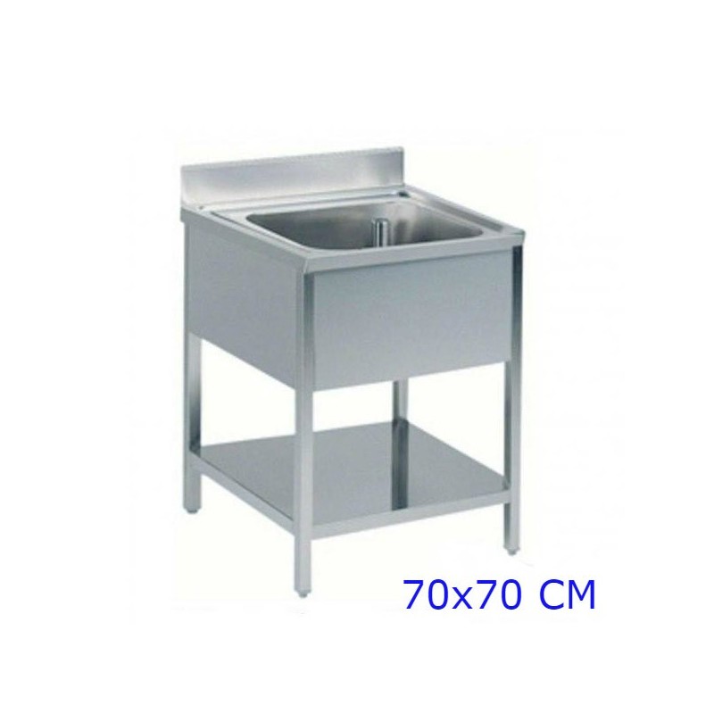 LAVELLO INOX CON RIPIANO 1 VASCA CM 70x70x85h