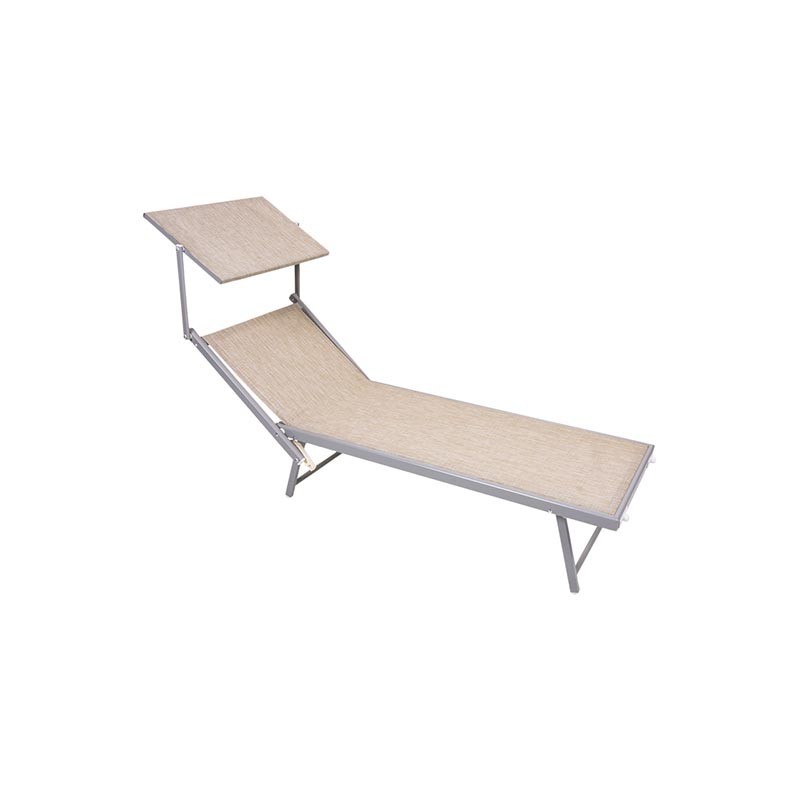 LETTINO MARE ALLUMINIO E TELA CON TETTO BEIGE