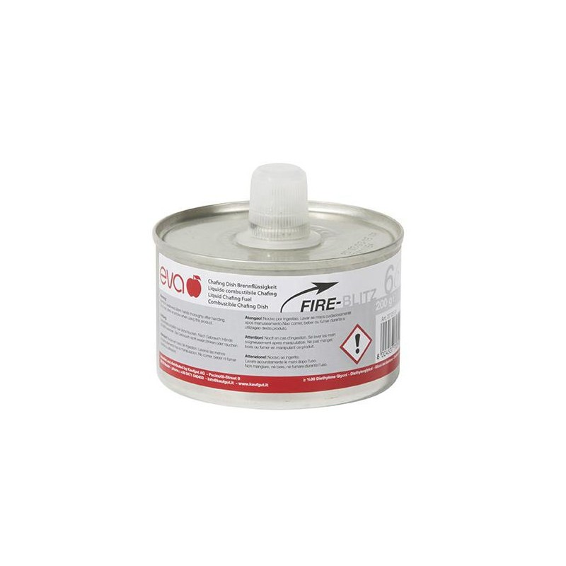 Liquido combustibile 200 g per chafing dish con doppio stoppino, durata fiamma fino a 6 ore