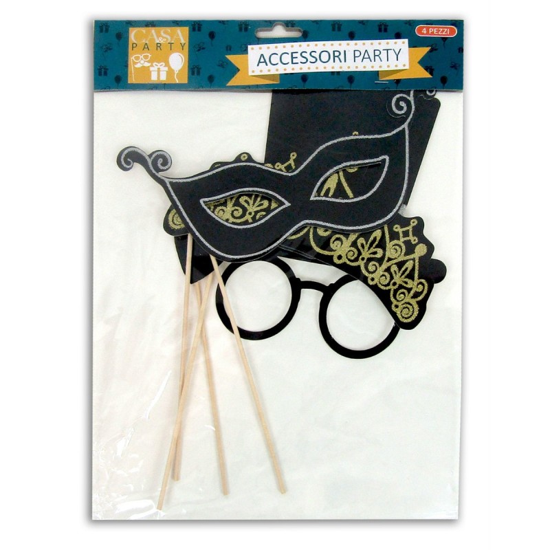 MASCHERINE MASCHERE IN CARTA PER PARTY 4 Pz