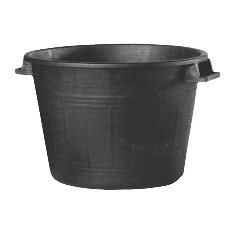 Bidone nero in plastica mastello con due manici da 50 litri
