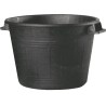 Bidone nero in plastica mastello con due manici da 50 litri