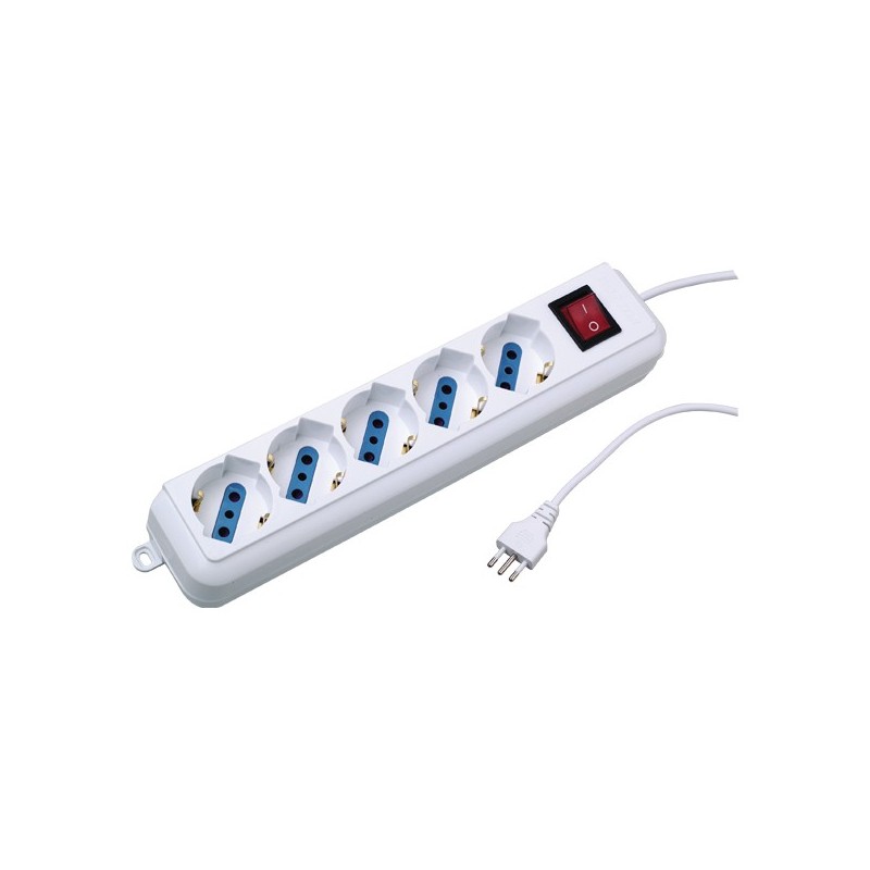 MULTIPRESA 5 POSTI SCHUKO C/INTERRUTTORE
