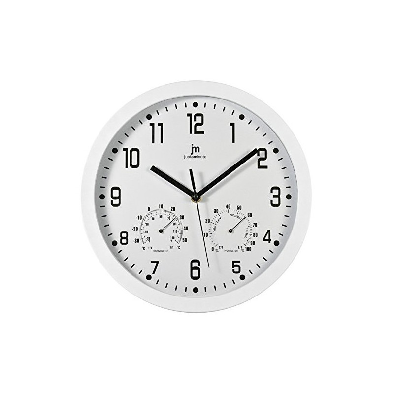 OROLOGIO DA PARETE PLASTICA CM 30 IGROMETRO E TERMOMETRO BIANCO