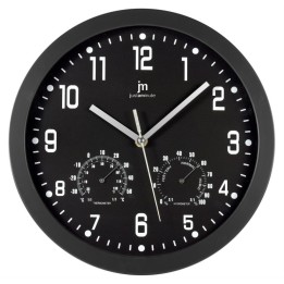 OROLOGIO DA PARETE PLASTICA CM 30 IGROMETRO E TERMOMETRO NERO