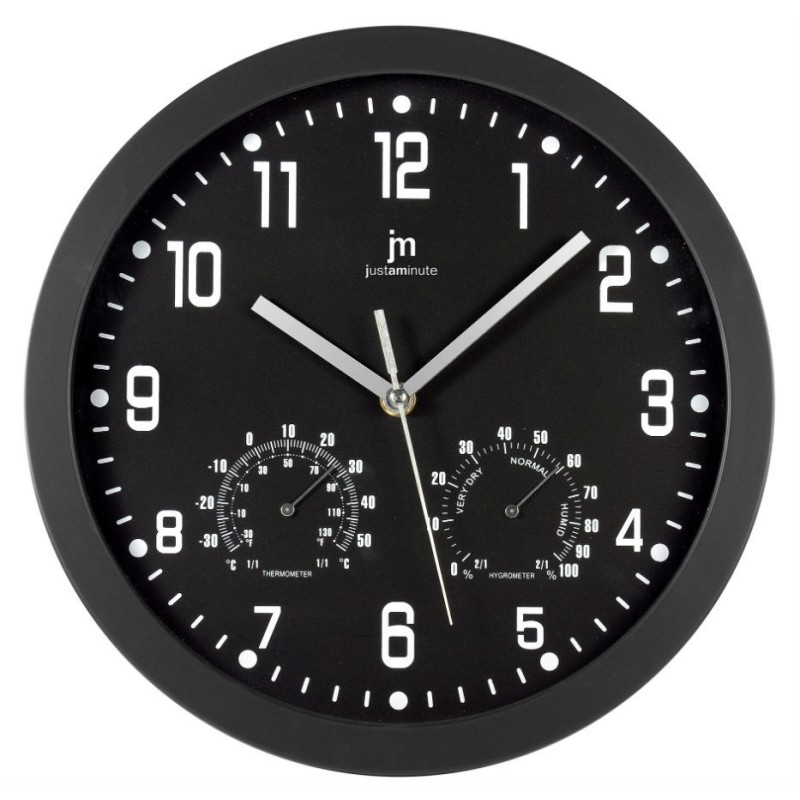 OROLOGIO DA PARETE PLASTICA CM 30 IGROMETRO E TERMOMETRO NERO
