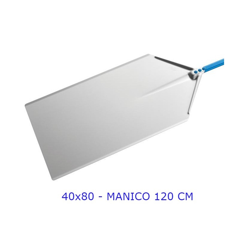 PALA PIZZA A METRO AZZURRA ALLUMINIO CM 40x80 MANICO CM 120