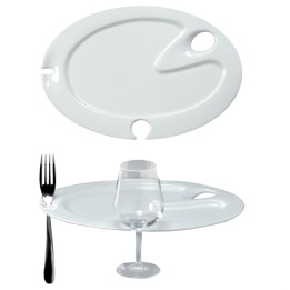 PIATTO BUFFET OVALE IN PORCELLANA CON FORO CM 32