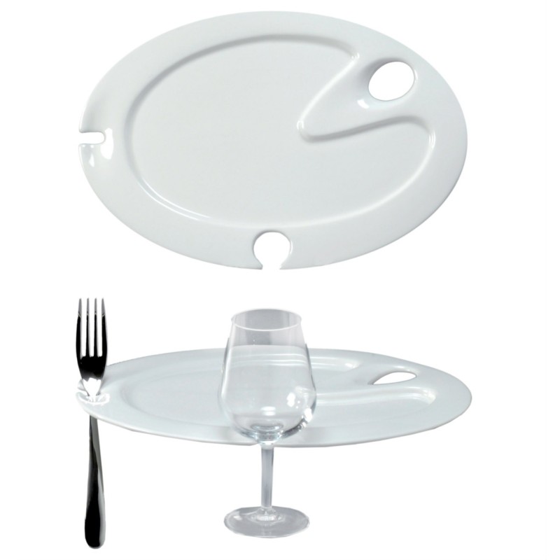 PIATTO BUFFET OVALE IN PORCELLANA CON FORO CM 32