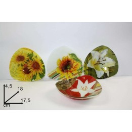 PIATTO OVALE VETRO FIORE