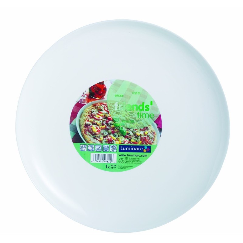 Piatto pizza in Arcopal bianco da 32 cm Friends' Time Luminarc, design moderno e resistente