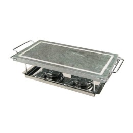 PIETRA OLLARE ILSA PARTY CM 19x37 CON SUPPORTO E VASSOIO INOX