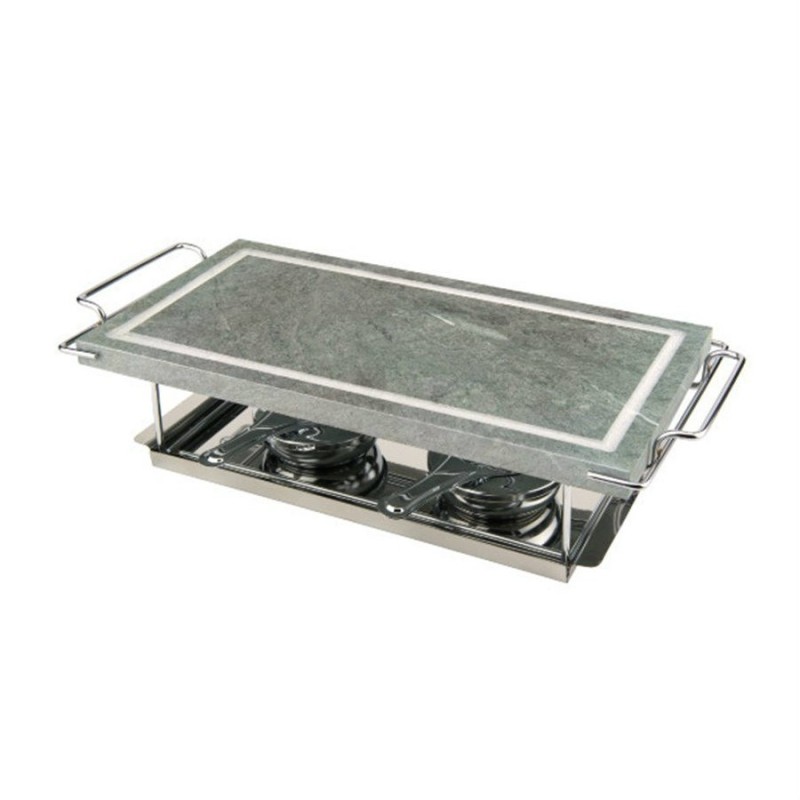 PIETRA OLLARE ILSA PARTY CM 19x37 CON SUPPORTO E VASSOIO INOX