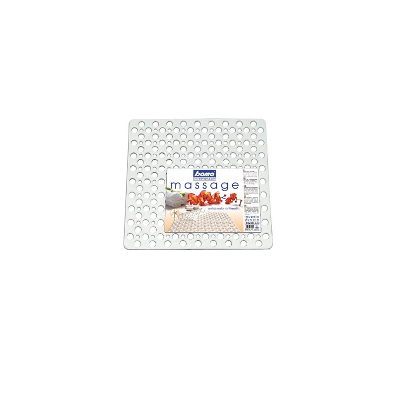 Tappeto doccia antiscivolo Bama Massage bianco 53x53 cm