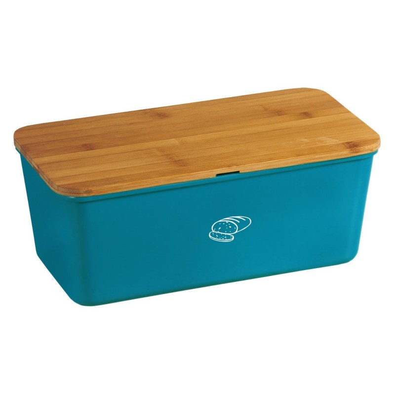 PORTAPANE CON TAGLIERE IN LEGNO DI BAMBU' CM 34x18x14 BLU