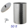 Serbatoio in acciaio inox da 50 litri marca Quattro Effe per conservazione di vino e olio con rubinetto e coperchio