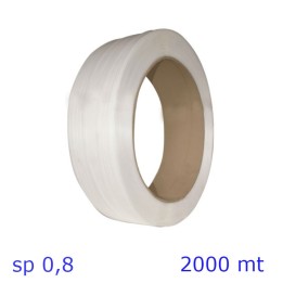 REGGIA IN POLIPROPILENE LARG. 12 MM x 2000 Mt SPES. 0,8 BIANCA