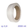 REGGIA IN POLIPROPILENE LARG. 12 MM x 2000 Mt SPES. 0,8 BIANCA