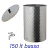 Serbatoio in acciaio inox da 150 litri in versione bassa e larga a marchio Quattro Effe ideale per vino e olio