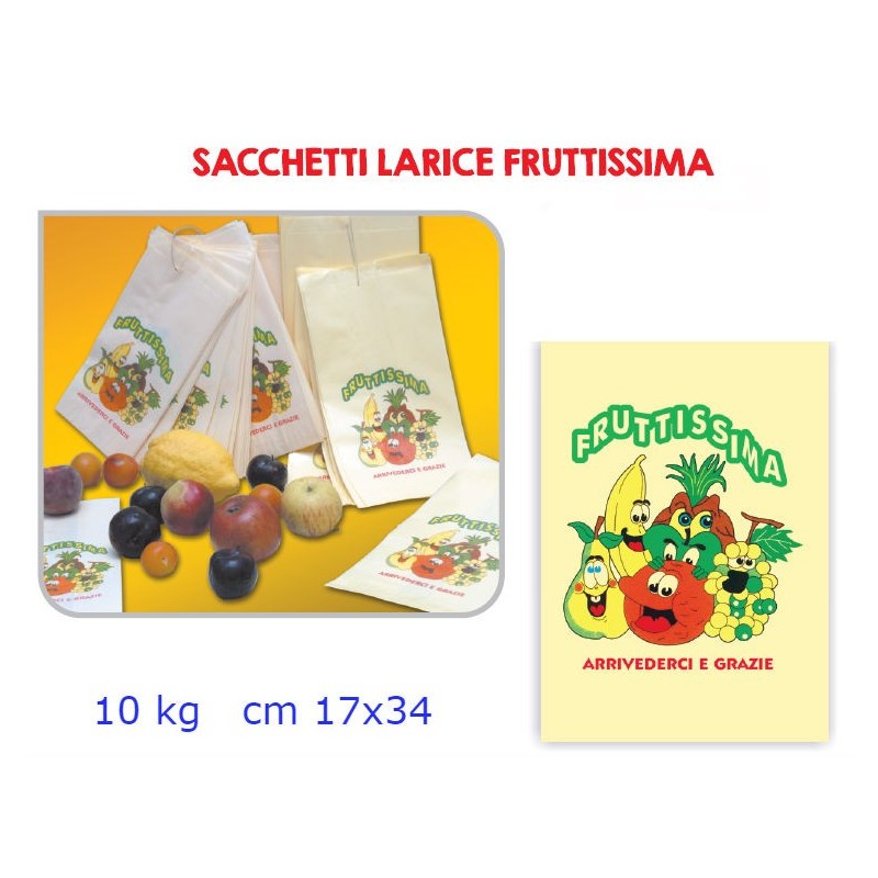 SACCHETTI CARTA LARICE PER FRUTTA VERDURA CM 17x34 KG 10