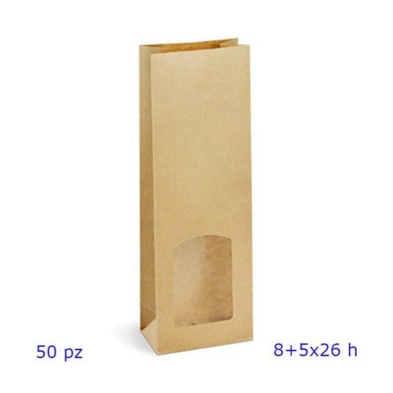SACCHETTI FINESTRATI AVANA FONDO QUADRO CM  8+5x26 Pz 50