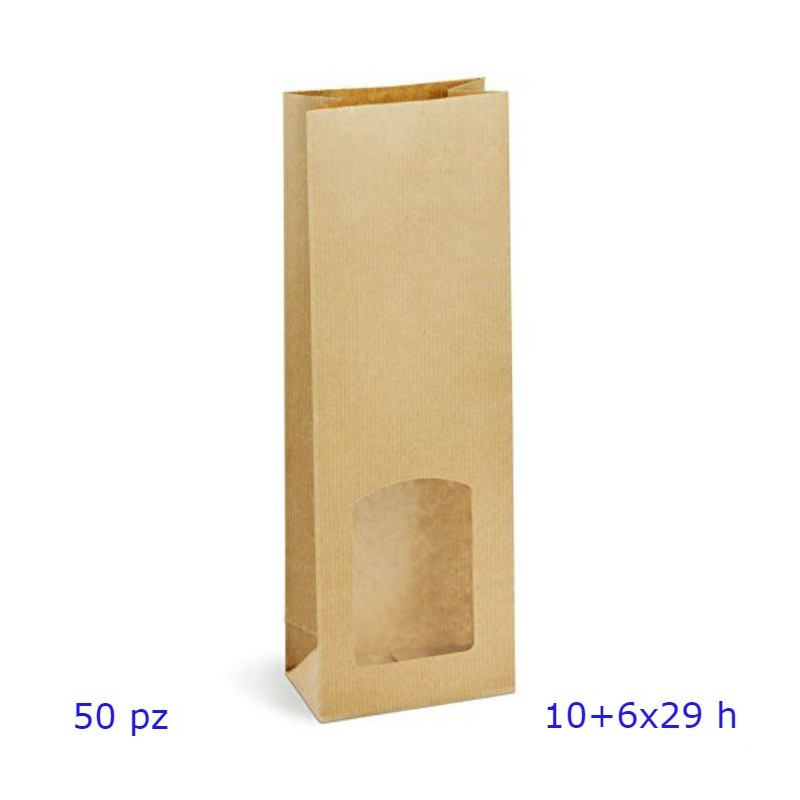 SACCHETTI FINESTRATI AVANA FONDO QUADRO CM 10+6x29 Pz 50