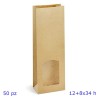 SACCHETTI FINESTRATI AVANA FONDO QUADRO CM 12+8x34 Pz 50