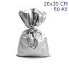 SACCHETTI REGALO METALLIZZATI TINTA UNITA LUCIDA CM 20x35 PZ 50 COLORE ARGENTO
