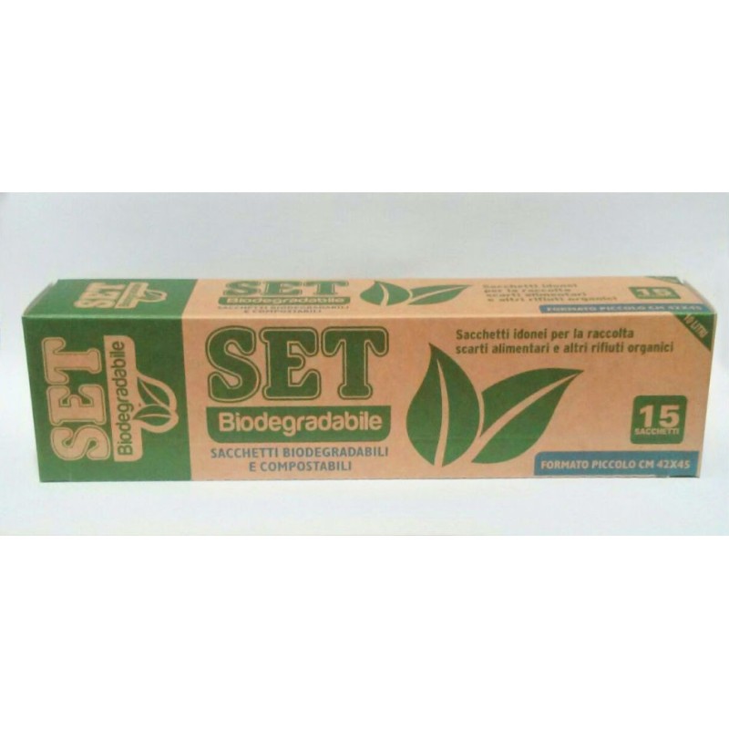 SACCHETTI SPAZZATURA SET BIODEGRADABILI CM 42x45 Pz 15