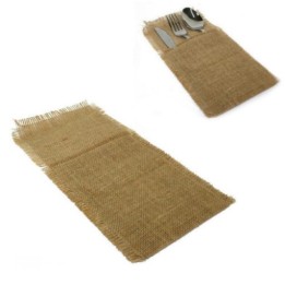 SACCHETTO IN JUTA NATURALE PORTA POSATE CM 28x15