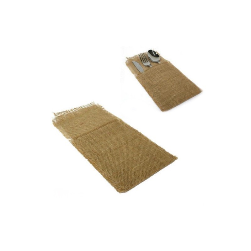 SACCHETTO IN JUTA NATURALE PORTA POSATE CM 28x15