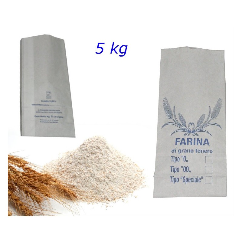 Sacco Carta per Farina 5 kg con Stampa Grano Tenero | Professionale – Ragstore