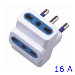 ADATTATORE TRIPLO BIPASSO 16A BIANCO