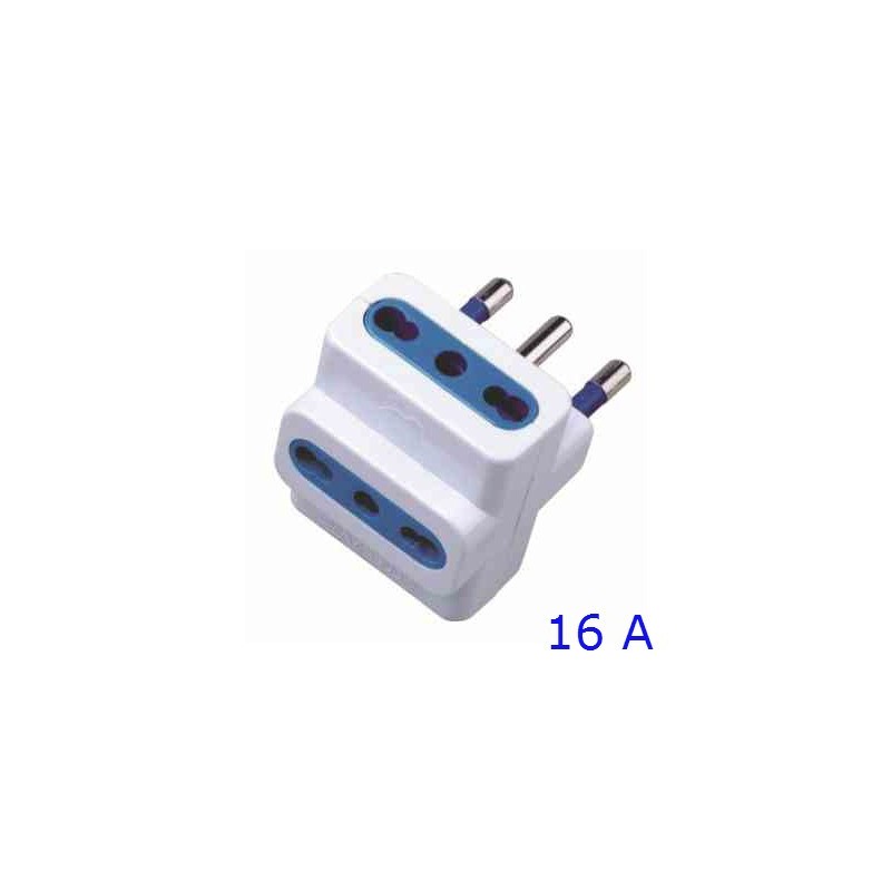 ADATTATORE TRIPLO BIPASSO 16A BIANCO