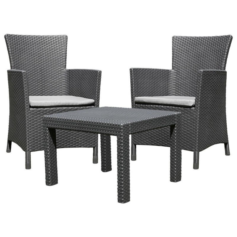 SALOTTO RESINA RATTAN ROSARIO Pz 3 GRIGIO