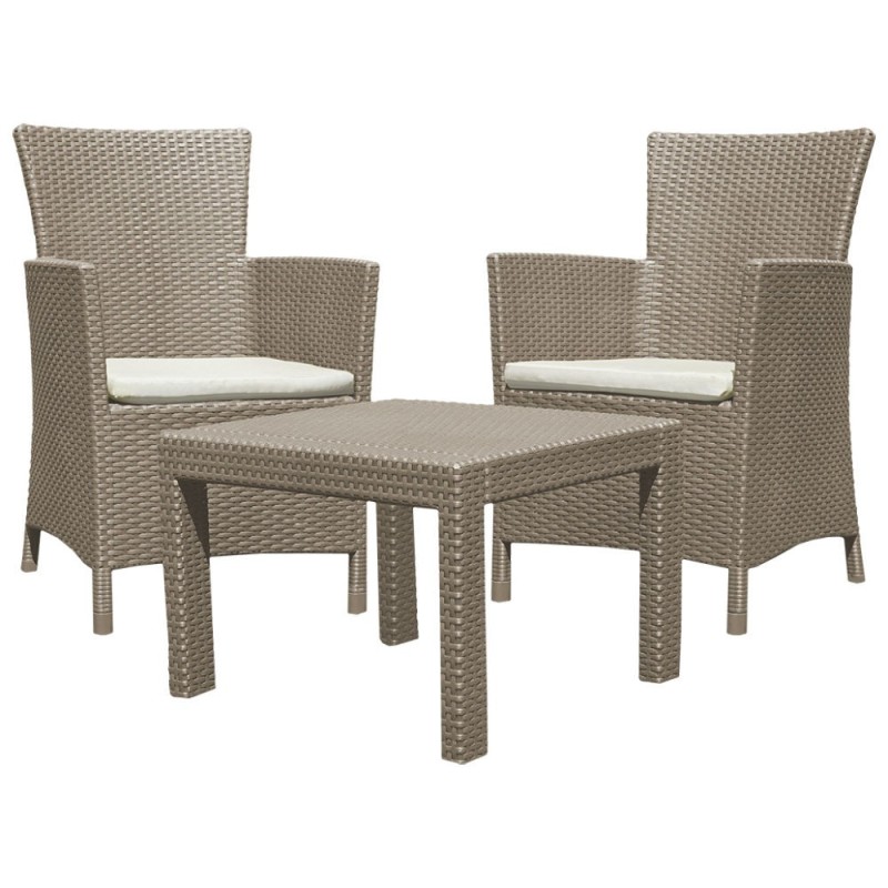 SALOTTO RESINA RATTAN ROSARIO Pz 3 SABBIA