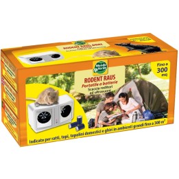 SCACCIA TOPI ULTRASUONI RODENT RAUS A BATTERIA - 300 MQ